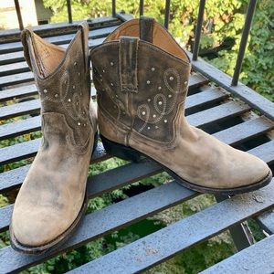 Distressed Leather Cowboy Boots